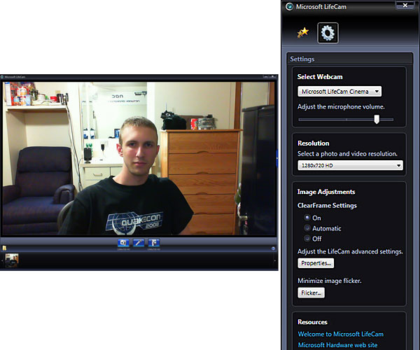 microsoft lifecam cinema webcam software